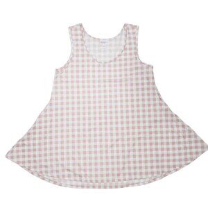 NEW LuLaRoe Perfect Tank Sleeveless Top Shirt Pink Plaid White Stripe Swing